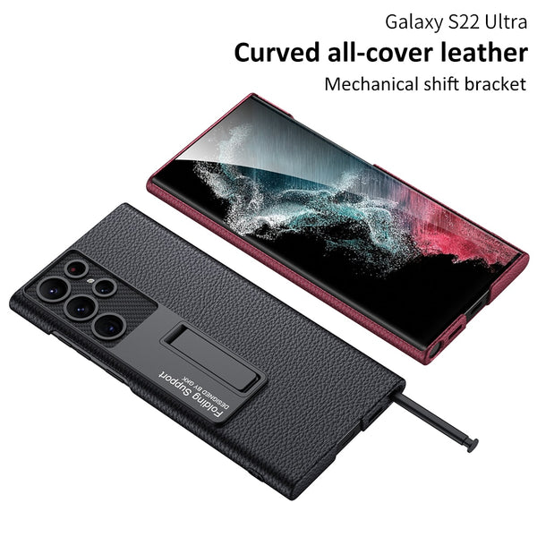 New Ultra Slim Protective Leather Case Bumper With Kickstand For Samsung Galaxy S23 Plus Ultra Series