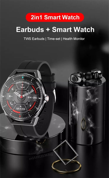 New 2-In-1 Multisport Fitness Tracker Smart Watch With HIFI Wireless Stereo Earbuds