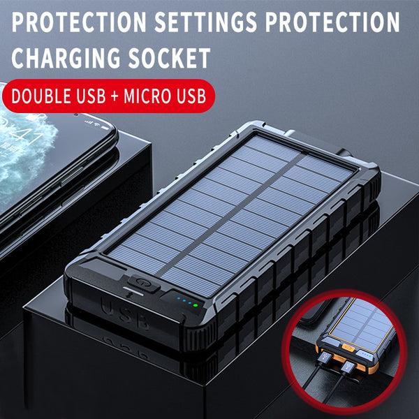 New Large Capacity 80000mAh Outdoor Solar Power Bank External Charger With Flashlight For Travel Camping