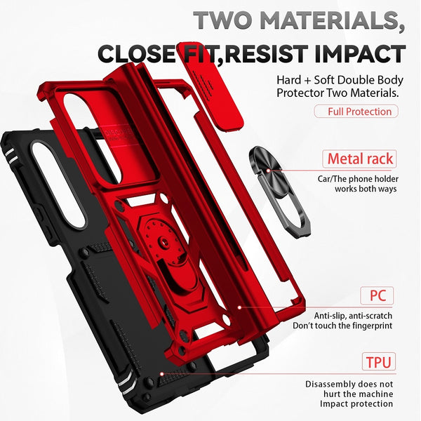 New Ultra Compact Magnetic Protective Bumper Case With Lens Cover Ring Holder Kickstand For Samsung Galaxy Z Fold 4 Series