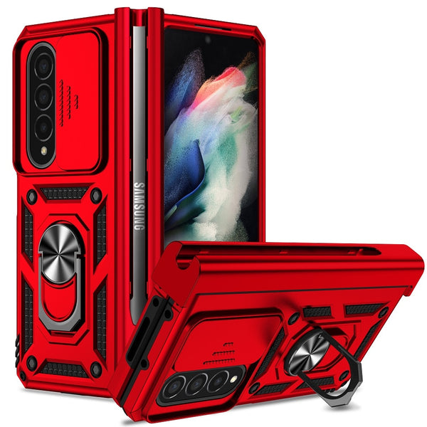 New Ultra Compact Magnetic Protective Bumper Case With Lens Cover Ring Holder Kickstand For Samsung Galaxy Z Fold 4 Series