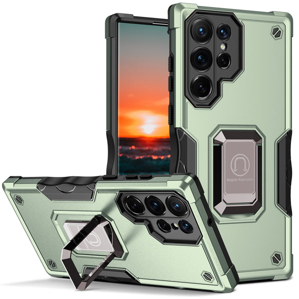 New Amor Case Drop Resistant Bumper With Magnetic Metal Ring Kickstand For Samsung Galaxy S23 S22 & Flip 3 4 Series