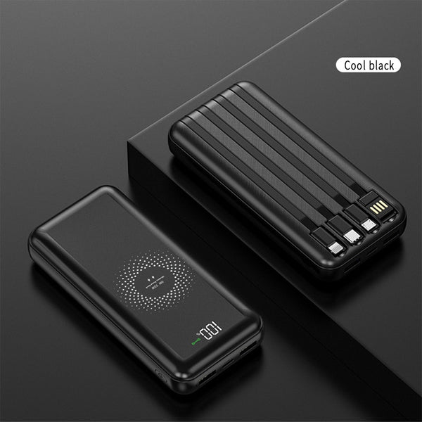 New Ultra Slim 30000mAh Portable Wireless Charger Power Bank With Cables For Travel Camping