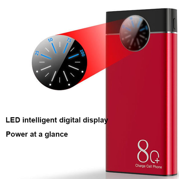 New Ultra Compact 80000mAh Power Bank External Battery Charger With Flashlight Compass For Travel Camping