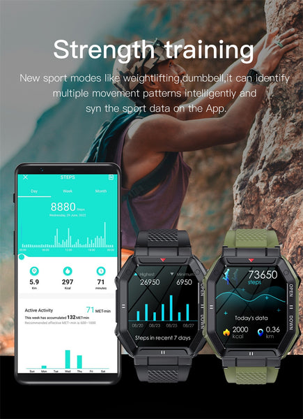 New Military-Styled Outdoor Rugged Bluetooth Sports Fitness Tracker Smartwatch For Android IOS
