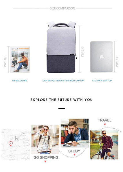 Ultra Light 16 Inch Laptop USB Anti-Theft Computer Unisex Canvas Backpack