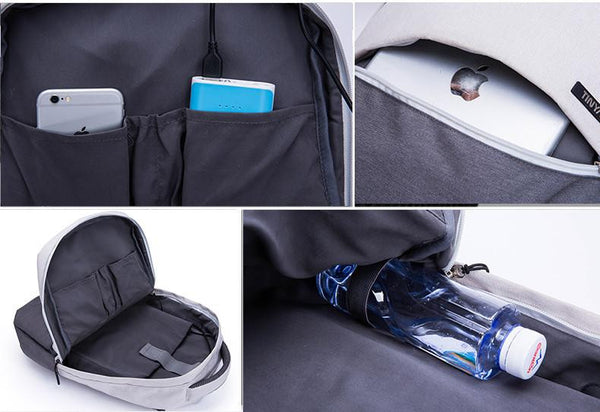 Ultra Light 16 Inch Laptop USB Anti-Theft Computer Unisex Canvas Backpack