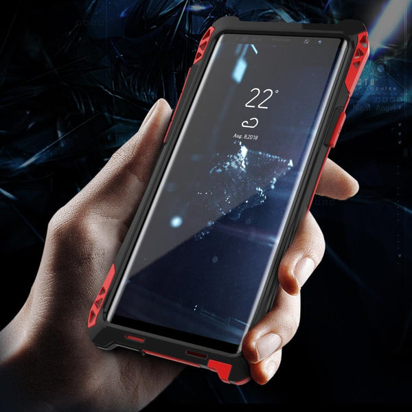 New Carbon Fiber Suited Armor Aluminum Case Outdoor Anti-Shock Cover for Samsung Galaxy S21 FE.