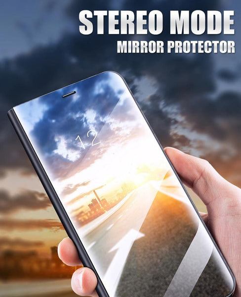 New Luxury Protective Flip Phone Case Mirror Clear View Cover with Stand for iPhone 16 15 14 13 Pro Max Series