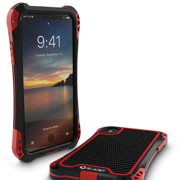 New Carbon Fiber Suited Outdoor Shockproof Alloy Case Cover for iPhone X XS XR 11 13 Pro Max Series.