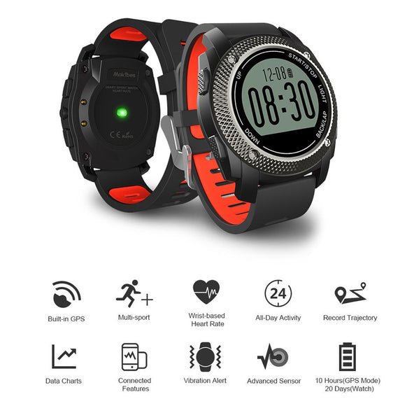 New Outdoors Spot GPS Smart Watch with Dynamic Heart Rate Monitor Message Alerts for Android IOS