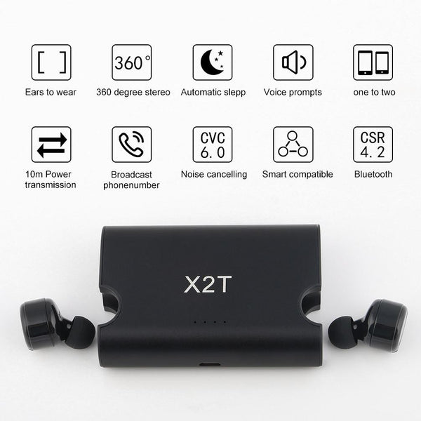 New True Wireless Earbuds Twins Bluetooth 4.2 Earphone Stereo with Magnetic Charger Box Case for Mobile Phones.