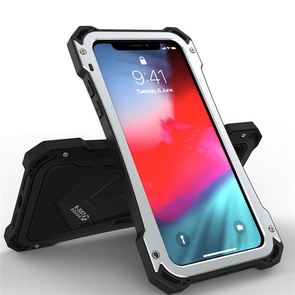 New Luxury Protective Hard Armor Heavy Duty Metal Aluminum Shell Phone Case for iPhone 11 Pro Max XR XS SE / Samsung Galaxy S10 Note 10 Plus