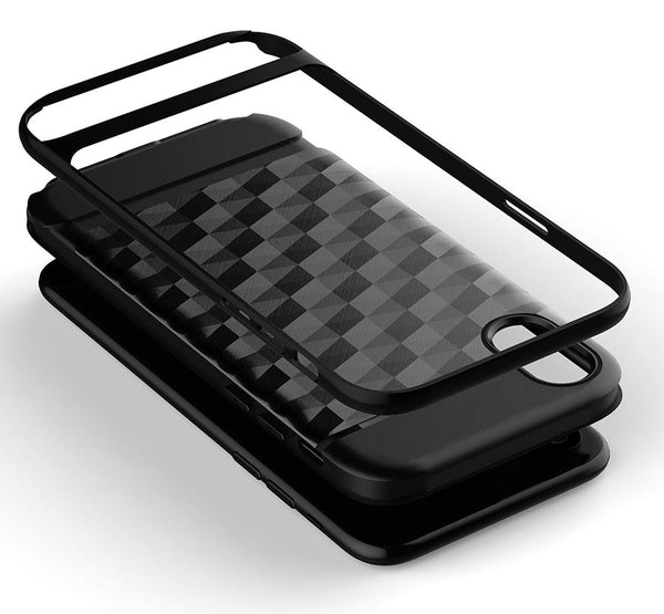 New Slim Dual Layer Protective Textured Geometric Case Cover with Corner Cushion Design for iPhone X