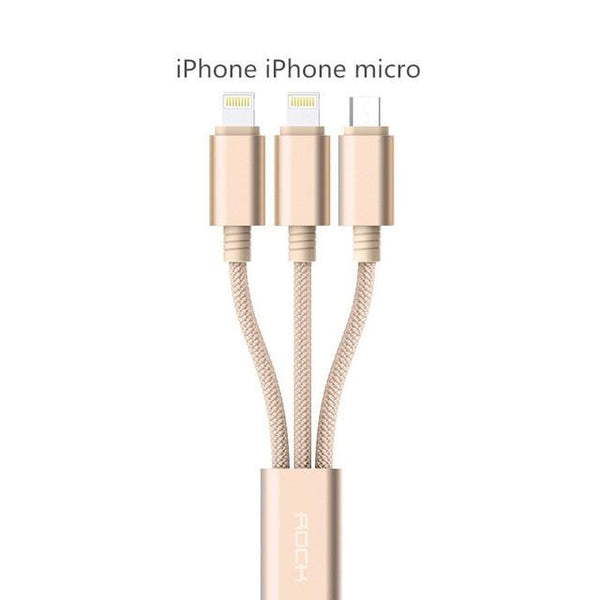 New Micro USB 3 IN 1 Deluxe USB Cable for iPhone 6 7 Android with Mobile Phone Data Sync at 1.2M Length.