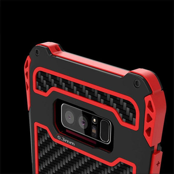 New Carbon Fiber Suited Armor Aluminum Case Outdoor Anti-Shock Cover for Samsung Galaxy S21 FE.