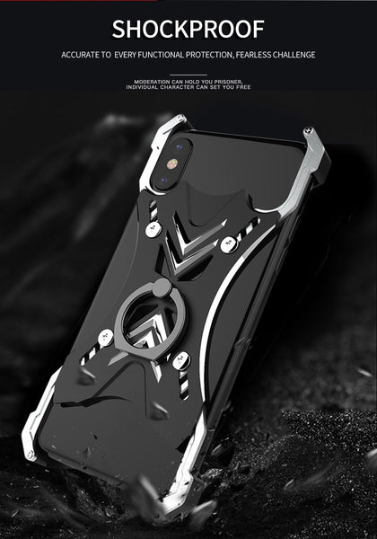 New Luxury Case Frame Aluminum Back Cover Phone Case with Ring Holder for Apple iPhone 11 Pro Max XR XS X 8 Series