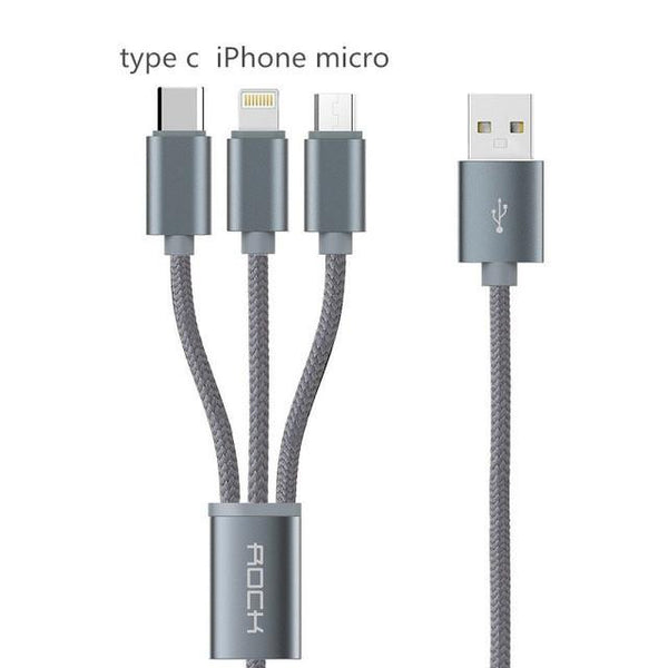 New Micro USB 3 IN 1 Deluxe USB Cable for iPhone 6 7 Android with Mobile Phone Data Sync at 1.2M Length.