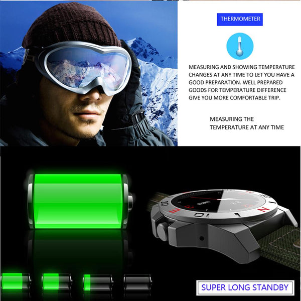 New Hiker's Sport Bluetooth Water-Resistant Smart Watch with Compass Heart Rate Monitor Fitness Tracker for Android IOS