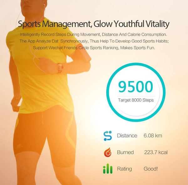 New Health Band Bluetooth Wristband with Blood Pressure Heart Rate Fitness Monitor Smart Watch Bracelet