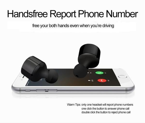 New Bluetooth Earphones Mini True Wireless Marathon Earbud Twins with Microphone.