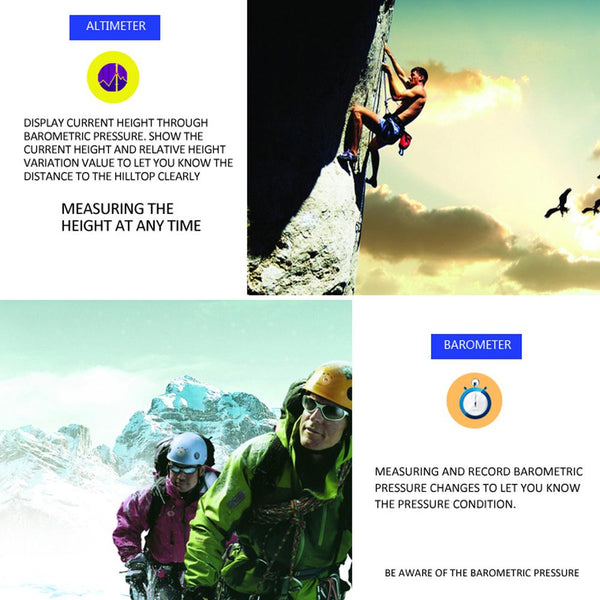 New Hiker's Sport Bluetooth Water-Resistant Smart Watch with Compass Heart Rate Monitor Fitness Tracker for Android IOS