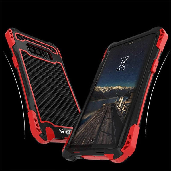New Carbon Fiber Suited Armor Aluminum Case Outdoor Anti-Shock Cover for Samsung Galaxy S21 FE.