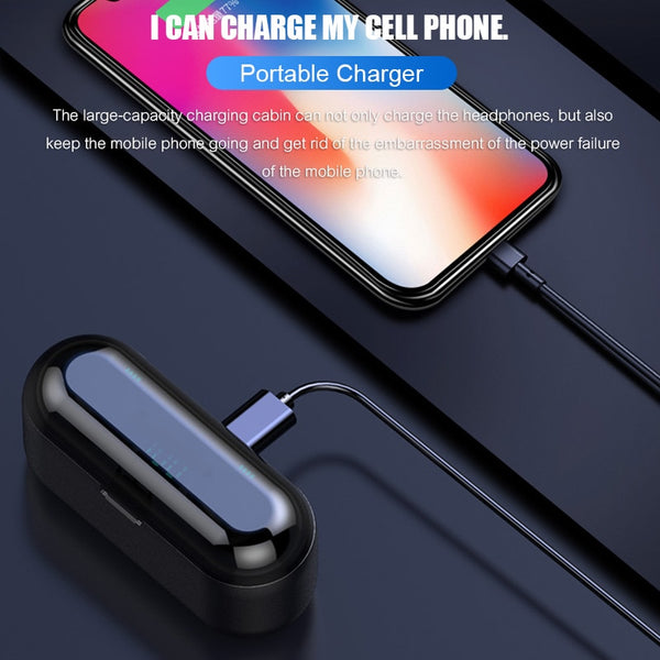 New Bluetooth 5.0 Wireless Stereo Sport Headphones Earbuds Headset With 2000 mAh Charge Box