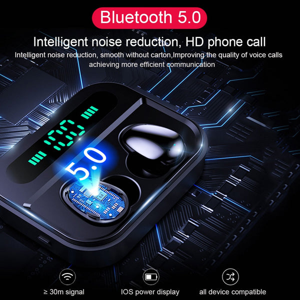 New TWS Bluetooth 5.0 Wireless 6D Stereo HiFi Wireless Earbuds Gaming Headset With Microphone 2200mAh Charge Box