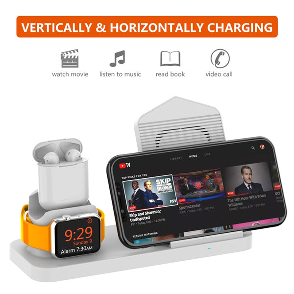 New Fast 3 in 1 Wireless Charging Qi 10W Dock Station For iPhones AirPods Apple Watch