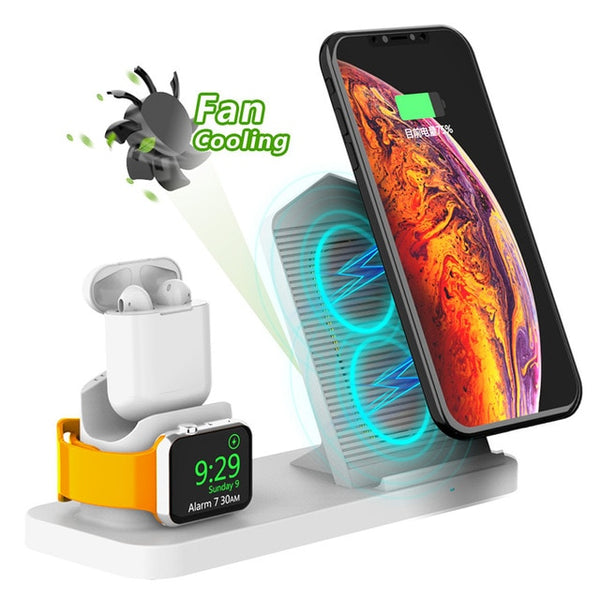 New Fast 3 in 1 Wireless Charging Qi 10W Dock Station For iPhones AirPods Apple Watch