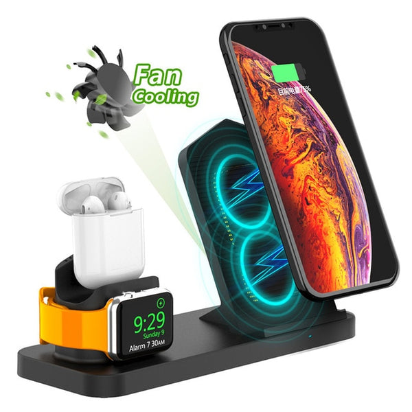 New Fast 3 in 1 Wireless Charging Qi 10W Dock Station For iPhones AirPods Apple Watch
