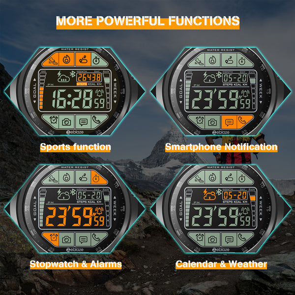 New Water Resistant Rugged Outdoor Smartwatch Real-time Weather Calorie Fitness Tracker