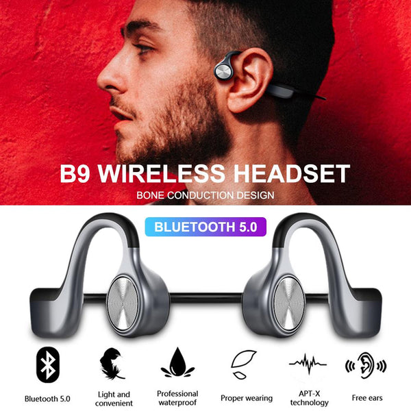 New Bluetooth BT 5.0 Wireless Bone Conduction Binaural Stereo Noise Reduction HD Headset Earphone