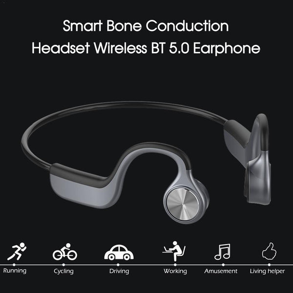 New Bluetooth BT 5.0 Wireless Bone Conduction Binaural Stereo Noise Reduction HD Headset Earphone