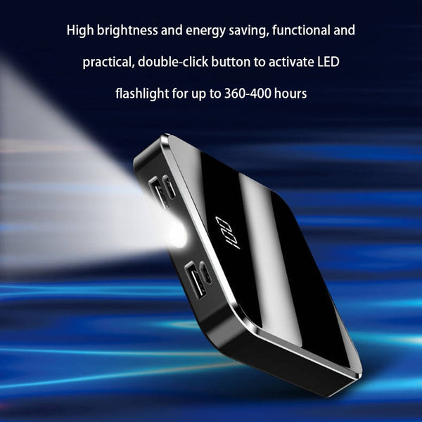 New Super Compact 20000mAh Portable Mini Power Bank Mirror Screen LED Display Charger For iPhone Android