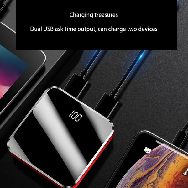 New Super Compact 20000mAh Portable Mini Power Bank Mirror Screen LED Display Charger For iPhone Android