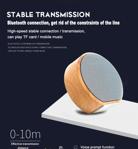 New Wood Grain Wireless Bluetooth Portable Mini Subwoofer Audio Gift Stereo Speaker