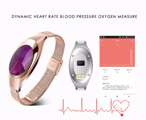 New Ladies Heart Rate Monitor Pedometer Fitness Tracker Smart Watch For Android IOS