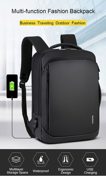 New 15.6 Inch Laptop Business Notebook Mochila Water-Repellent USB Charging Travel Backpack
