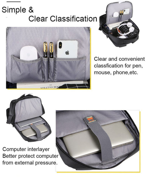 New 15.6 Inch Laptop Business Notebook Mochila Water-Repellent USB Charging Travel Backpack