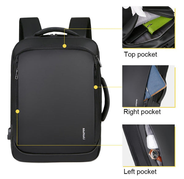 New 15.6 Inch Laptop Business Notebook Mochila Water-Repellent USB Charging Travel Backpack