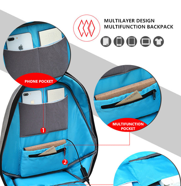 New Solar Charging Anti-Theft High Capacity Laptop Computer Business Outdoor Backpack Bag