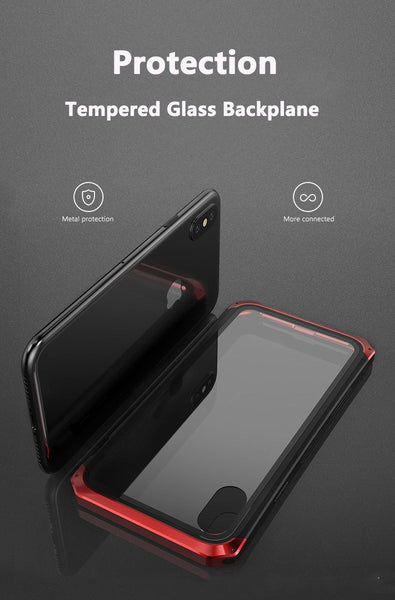 New Luxury Metal Glass Aluminum Bumper Coque Case Bumper Cover For iPhone X XS Series