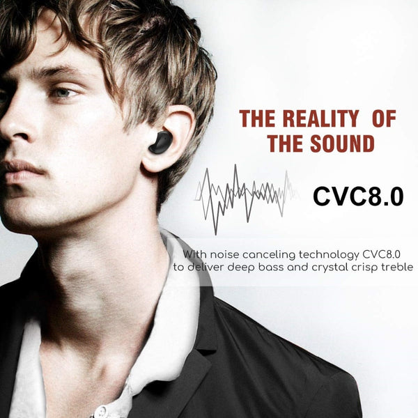 New TWS Bluetooth 5.0 True Wireless In-Ear Earbuds Deep Bass Stereo IPX6 Waterproof Sport Headset
