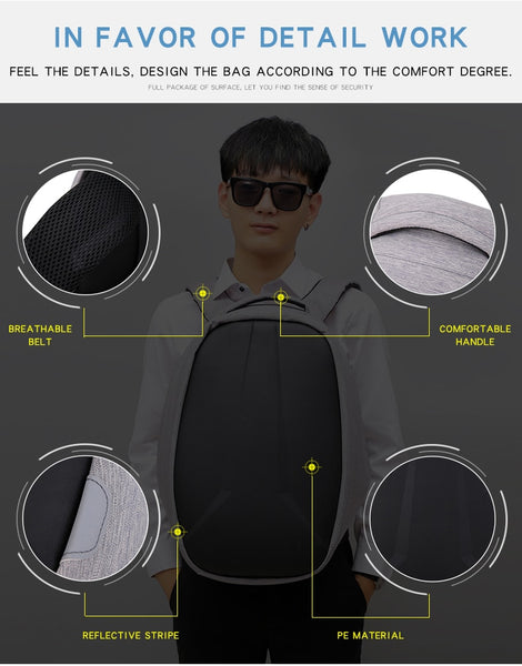 New 28L Shell Mochila School Business 15.6 inch Laptop USB Charging Port Backpack Bag Day Pack