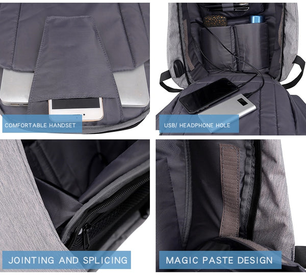 New 28L Shell Mochila School Business 15.6 inch Laptop USB Charging Port Backpack Bag Day Pack