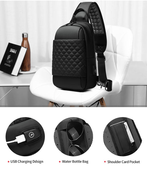 New Casual Messenger Crossbody Shoulder USB Charging Chest Bag For 9.7" iPad & Tablets
