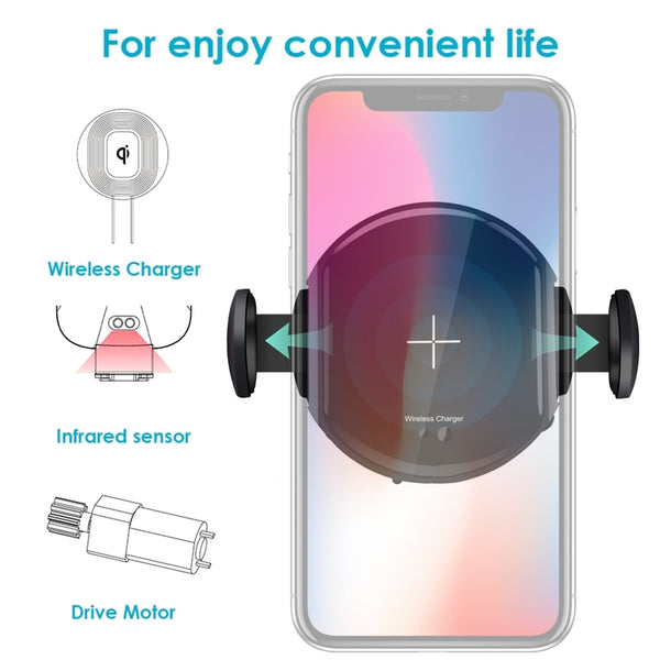 New Automatic Fast Qi Wireless Car Mount Holder For iPhones Samsung Smart Phones