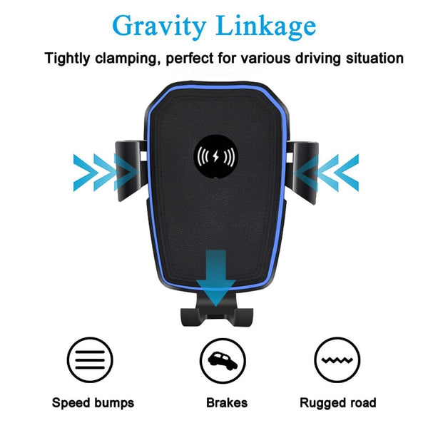 New 10W Qi Wireless Car Mount Phone Holder Quick Charger For Samsung Galaxy S22 S21 S20 & iPhone 14 13 12 Series